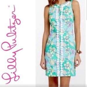 Lilly Pulitzer Green Blue Sheath Mini Dress Sleeveless Resort